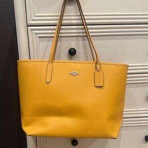 Coach Mustard Yellow Leather Tote